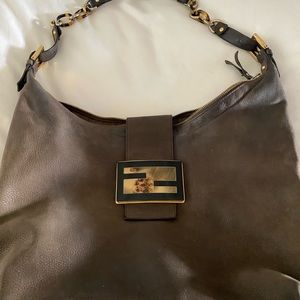 Fendi brown suede shoulder bag.